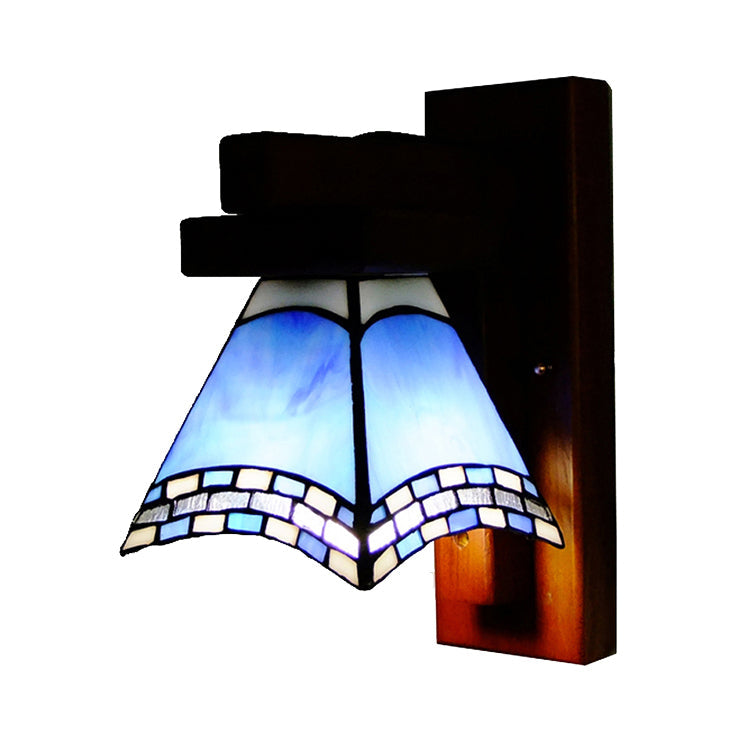 BowLift | Blue Craftsman Swallowtail Wall Lamp Mediterranean Style 1 Light Glass Wall Light for the Kitchen