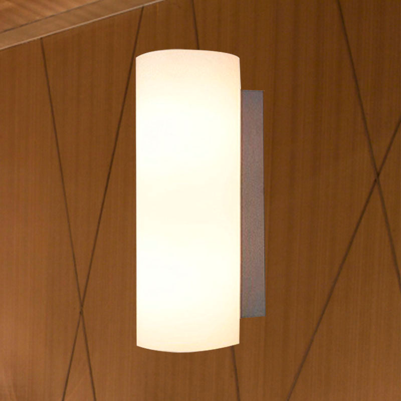 BowLift | Cylindrical Bedroom Wall Light White Glass 1 Light Modernist Wall Mount Light