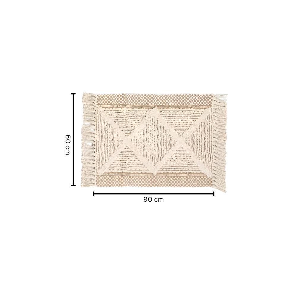BowLift | Beige Textured Fringe Tassel Rug