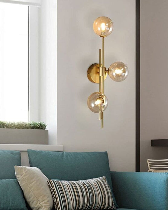 BowLift | 3 Head Glass Ball Wall Lamp - Amber