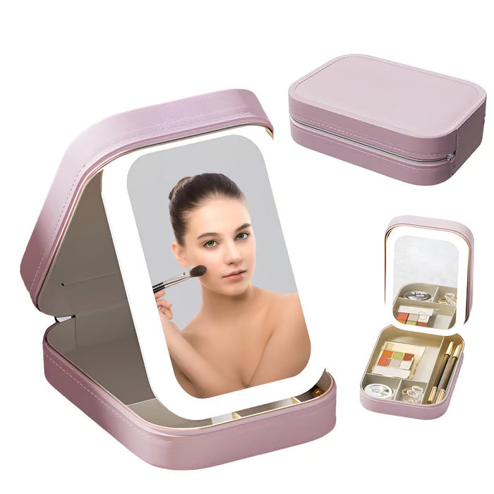BowLift | Portable Makeup Organizer — Compact LED Mirror with Adjustable Lighting