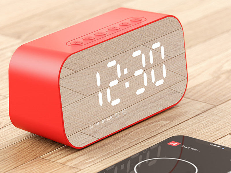 BowLift | 3-in-1 Wireless Bluetooth Speaker with Subwoofer, Alarm, Mirror Clock & Thermometer, for Home & Office
