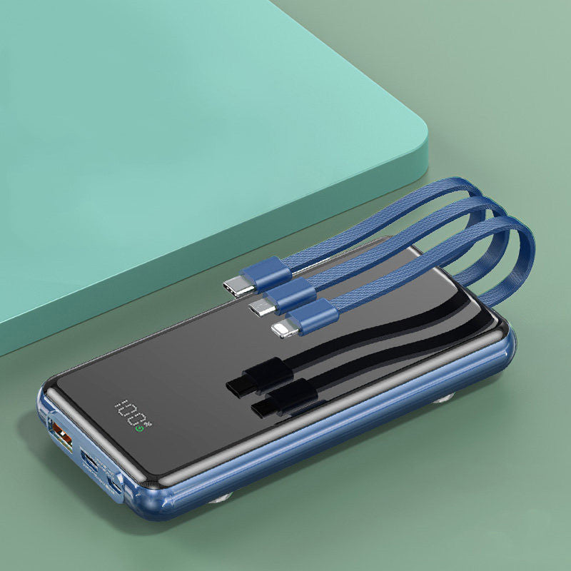 BowLift | 10000mAh Power Bank, with Built-in Charging Cables, 4 Outputs and 3 Inputs, 22.5W/PD18W Fast Charging