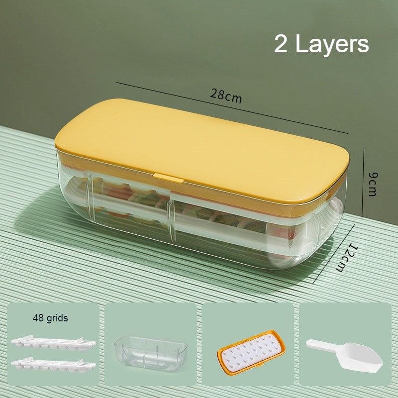 BowLift | 2-Tier 48 Grids Ice Cube Tray, with Clear Ice Cube Storage Box