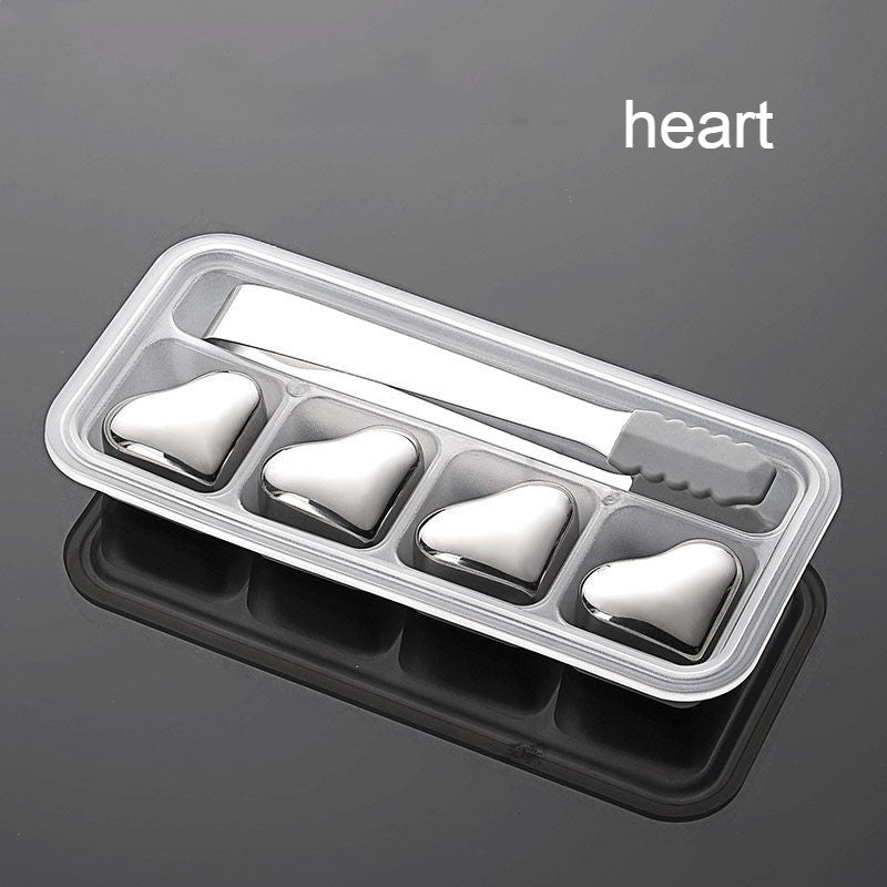 BowLift | Reusable Stainless Steel Ice Cubes, with Tip Tongs and Storage Tray (Set of 4)