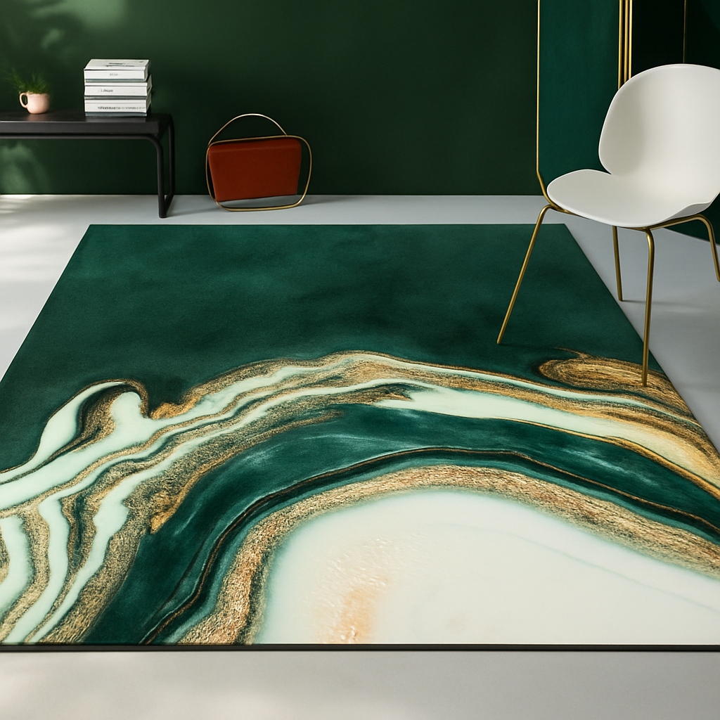 BowLift | Area Rug Abstract Green Marble Polyester Design