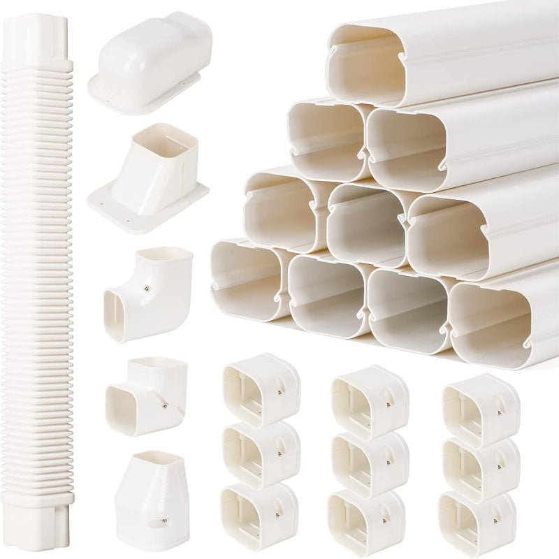 BowLift | Mini Split Line Accessories Set Cover 3-inch W 16.1 Ft L  PVC Decorative Pipe Line Cover For Air Conditioner for Outside Heat Pumps Tubing Cover