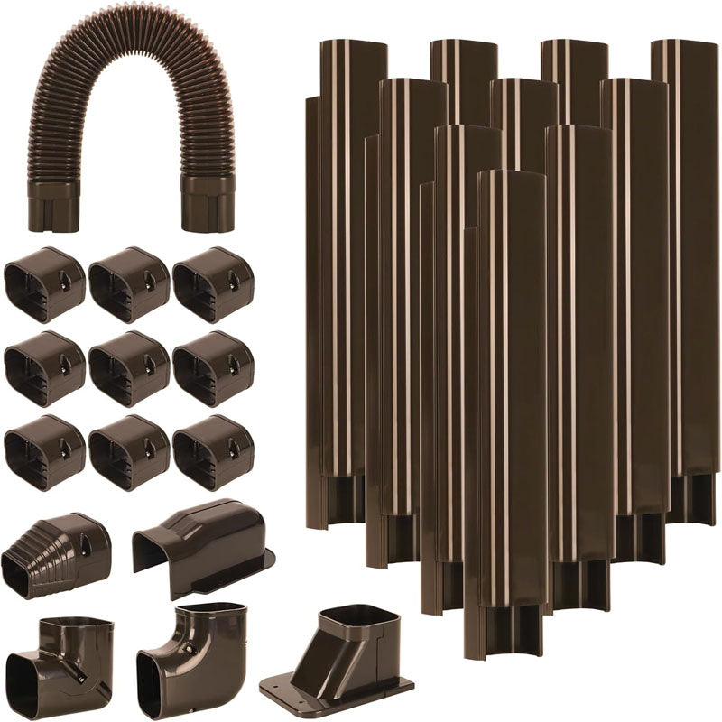 BowLift | Mini Split Line Accessories Set Cover 3-inch W 16.1 Ft L  PVC Decorative Pipe Line Cover For Air Conditioner for Outside Heat Pumps Tubing Cover