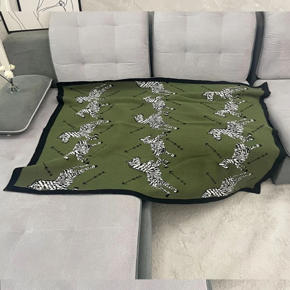 BowLift | Acrylic Vintage Wild Zebra Knitted Blanket