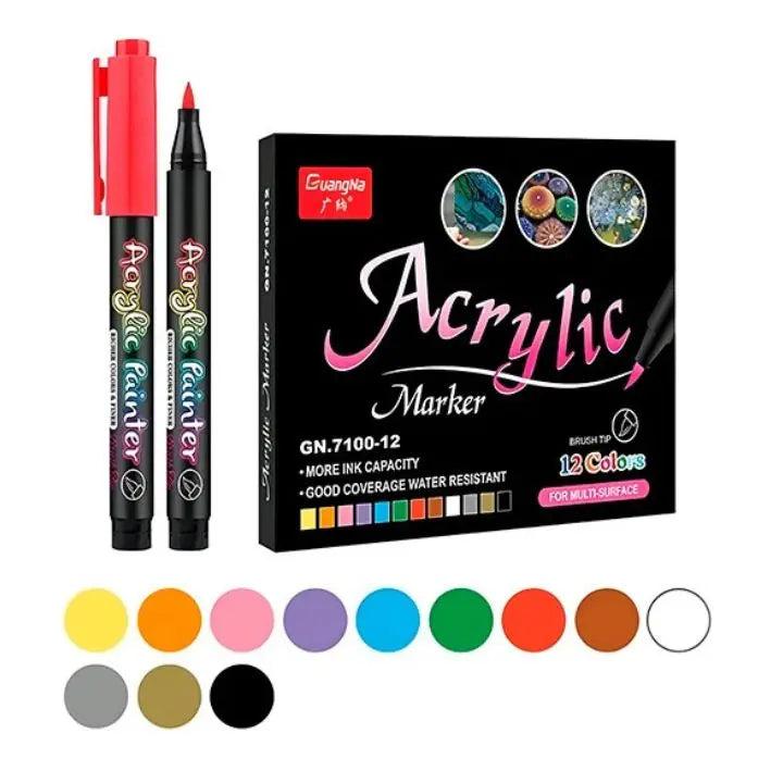 BowLift | Acrylic Marker Set (12 Colors) – Waterproof for Art & DIY