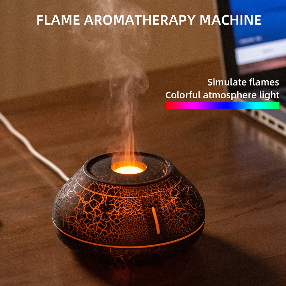 BowLift | Air humidifier crack volcano flame essential oil diffuser ultrasonic cool mist maker LED essential oil lamp air diffuser