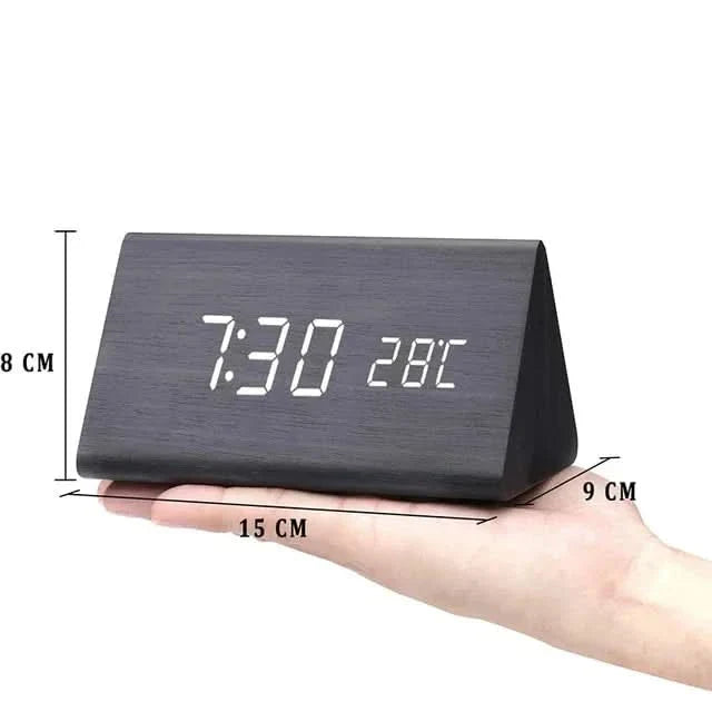 BowLift | Wood LED Alarm Clock – Voice & Temp Display