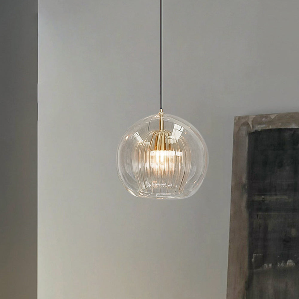 BowLift | ShineSphere - Amber Pendant Light with Radiant Elegance