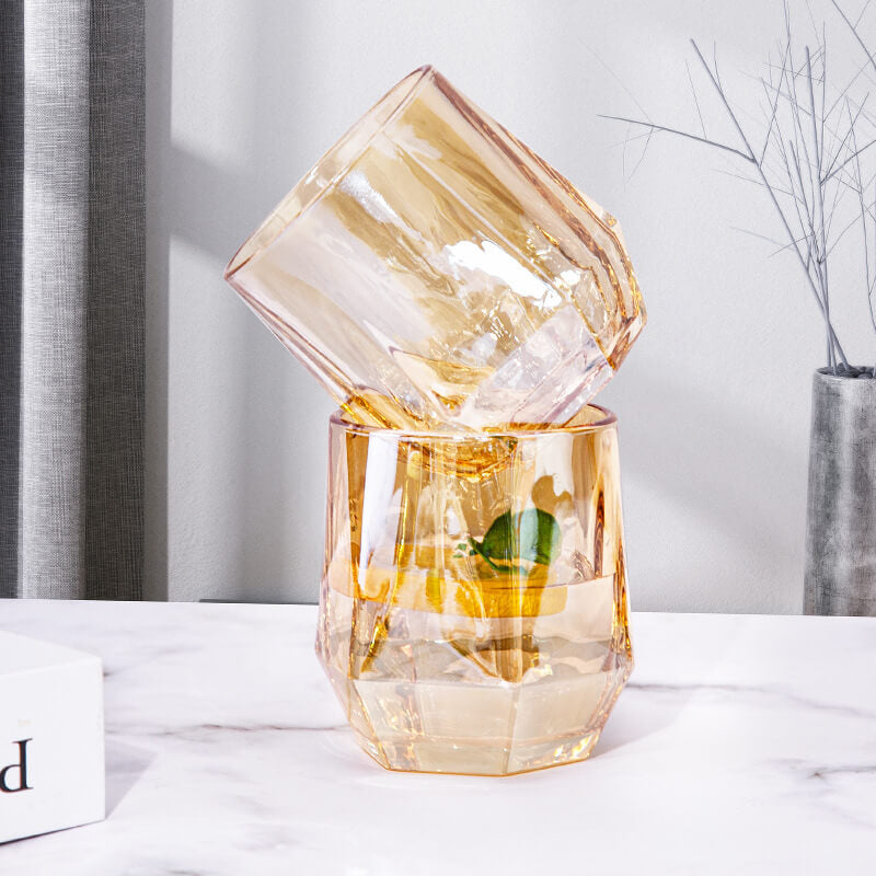 BowLift | Amber hexagonal Glass Cups