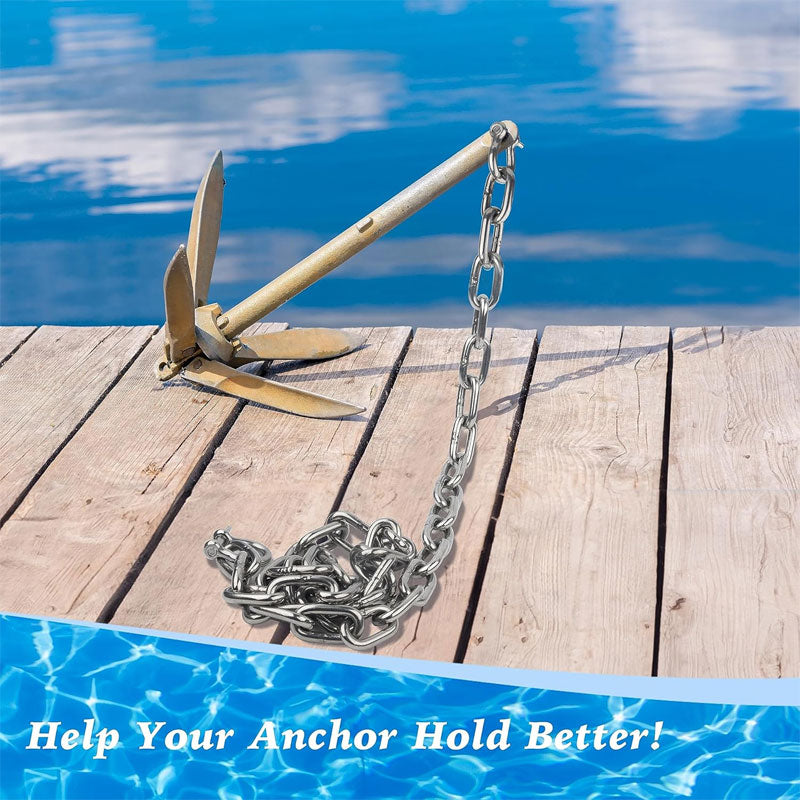 BowLift | Marine Anchor Chain, 316 Stainless Steel Marine Grade Anchor Lead Chain With Double Locking Ring Shackle, Suitable For Different Anchors