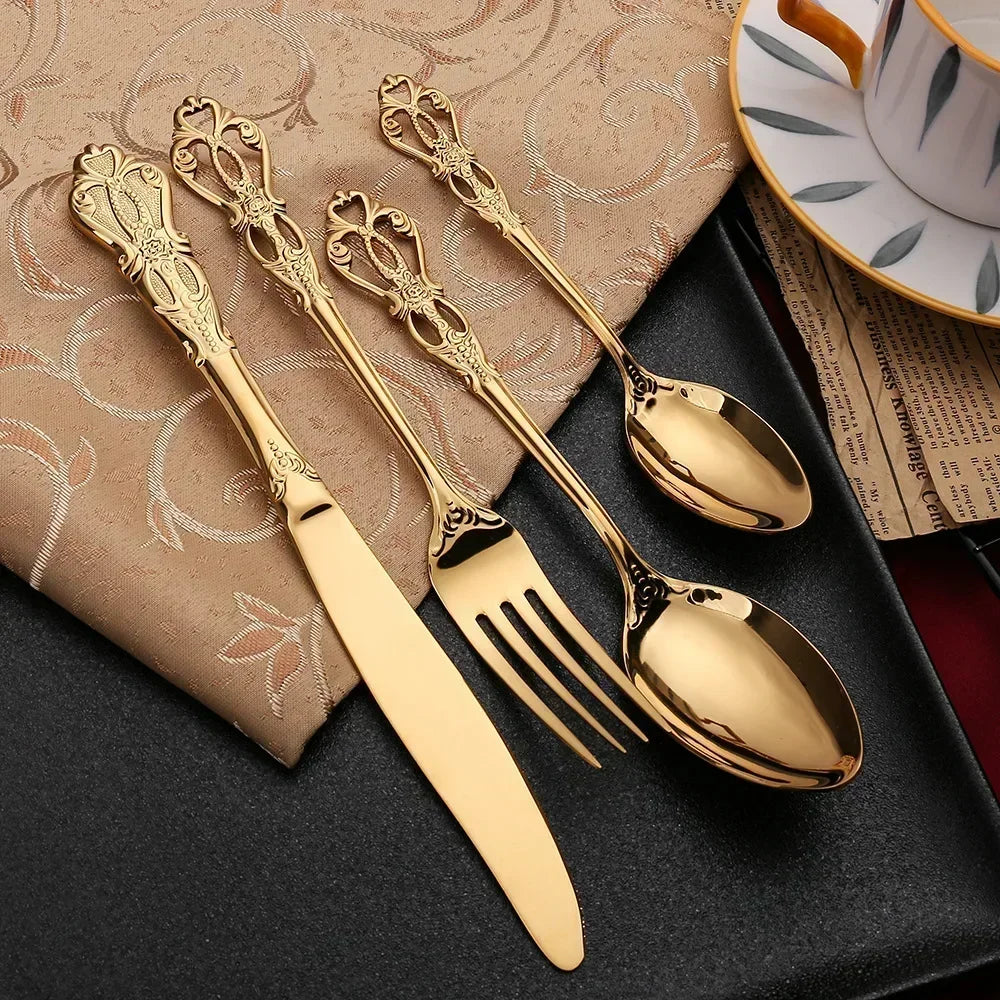 BowLift | Aurique – 24-Piece Stainless Steel Cutlery Set with Elegant Engraving