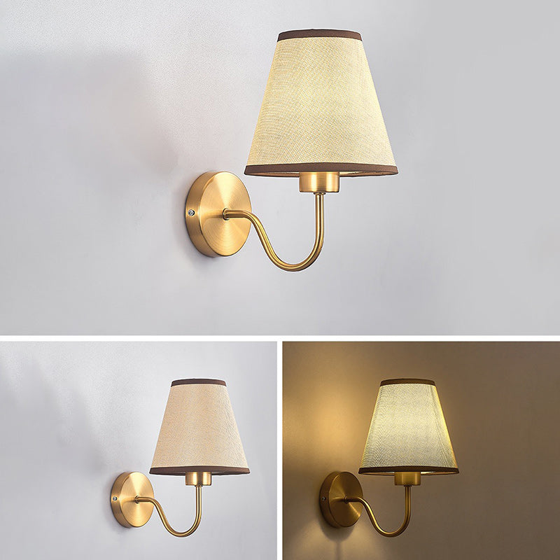 BowLift | Contemporary Nordic Round Curved Rod Iron Fabric Shade 1-Light Wall Light Lamp for Living Room