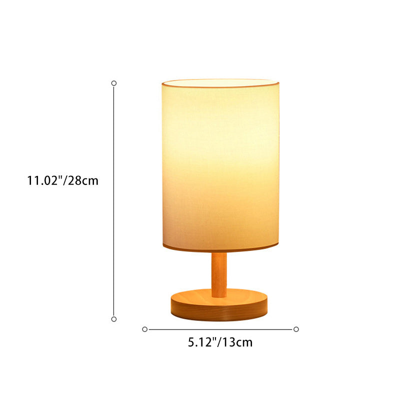 BowLift | Traditional Japanese Cylinder Wood Fabric 1-Light Table Lamp for the Living Room