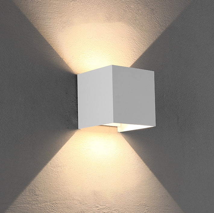 BowLift | Modern Minimalist Waterproof Cube Up Down Aluminum Glass Induction LED Wall Light Lamps For Bedroom