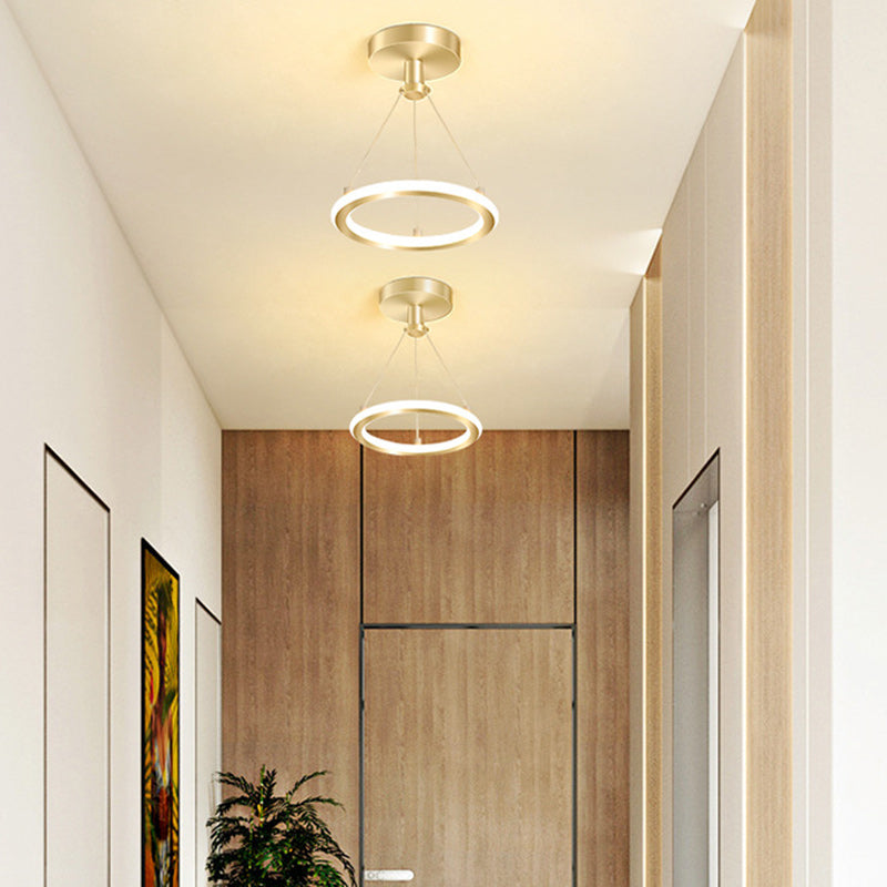BowLift | Contemporary Nordic Round Metal Silica LED Semi-Flush Mount Ceiling Light for Corridor