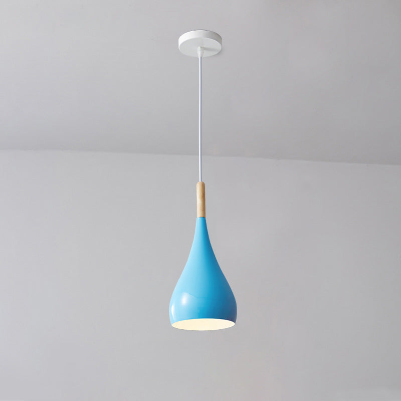 BowLift | Nordic Iron Wood Aluminum Pumpkin Water Drop 1-Light Pendant Light for Dining Room