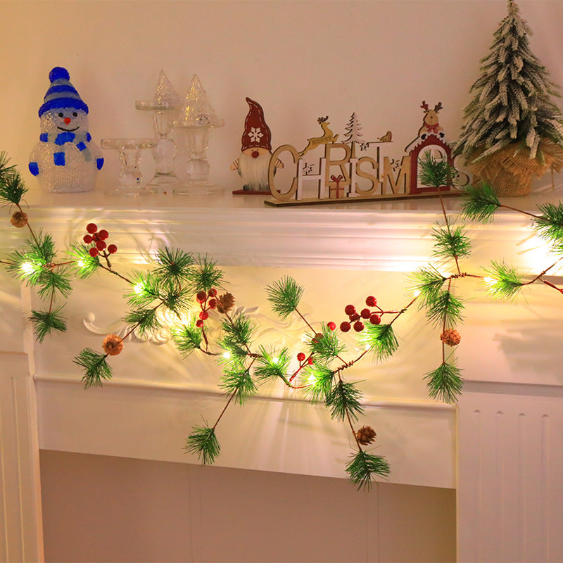 BowLift | Modern Art Deco Battery Copper Plastic Leaf Bell Pine Needle Red Fruit Christmas Decoration LED String Lights For Bedroom