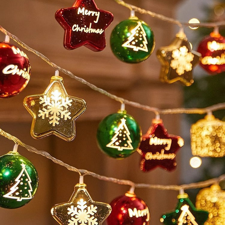 BowLift | Modern Art Deco Battery USB Plastic Star Ball Christmas Tree Decoration LED String Light For Bedroom