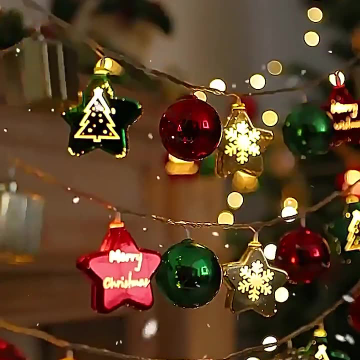 BowLift | Modern Art Deco Battery USB Plastic Star Ball Christmas Tree Decoration LED String Light For Bedroom