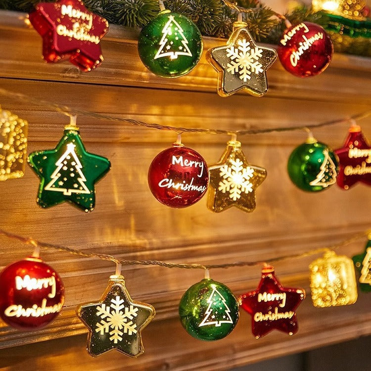 BowLift | Modern Art Deco Battery USB Plastic Star Ball Christmas Tree Decoration LED String Light For Bedroom