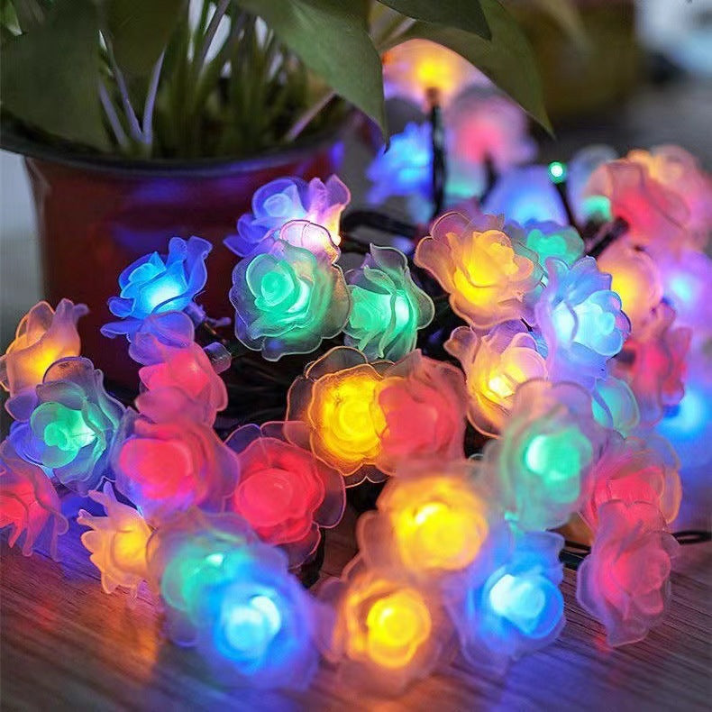 BowLift | Modern Art Deco Solar Battery Waterproof PVC Rose Romantic Decoration LED String Light For Garden