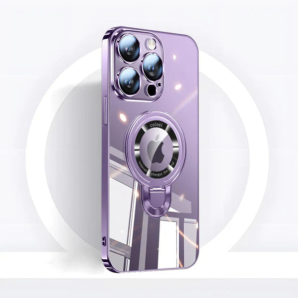 BowLift | iPhone MagSafe Series | Transparent electroplated rotating stand phone case