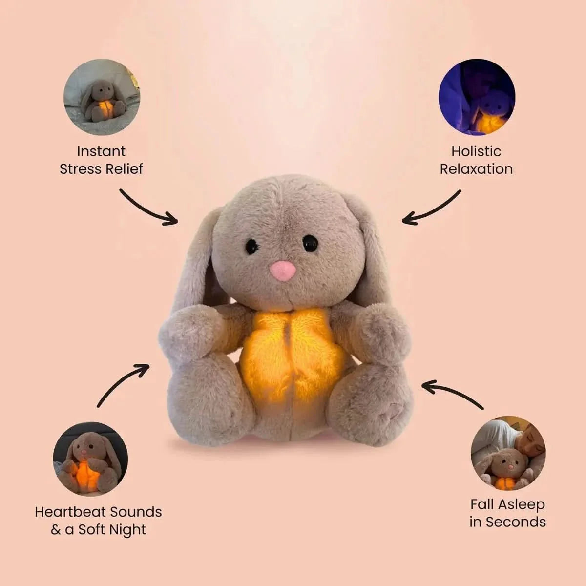BowLift | cuddly bunny with breathing function & music for sweet baby dreams