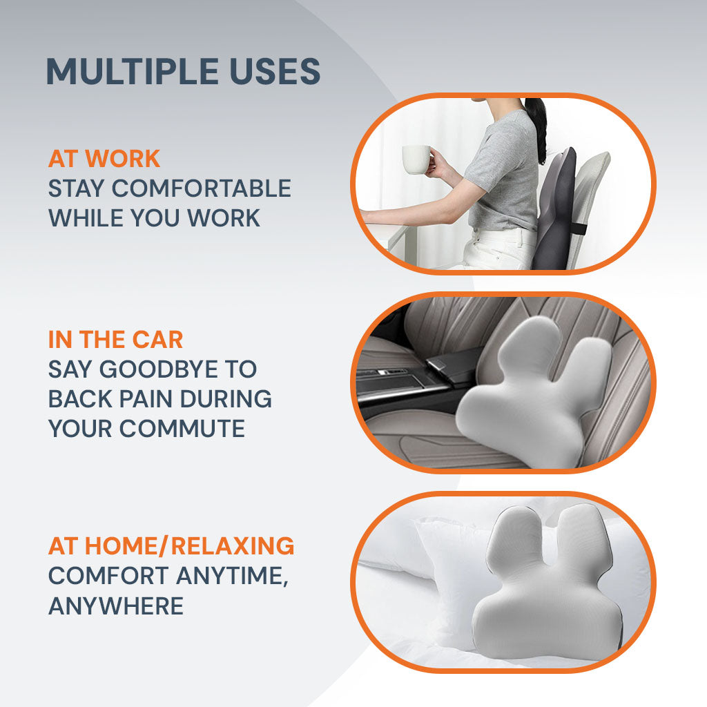 BowLift | Adjustable Memory Foam Lumbar Support Cushion | Backrest Support for office chair Ergonomic Design for Back Pain Relief at Home, Office & Car