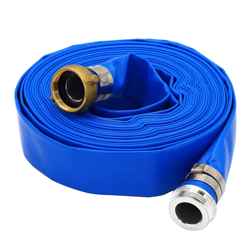 BowLift | 2 Inch ID × 50 Feet Pool Backwash Hose, Blue PVC Lay Flat Drain Pump Hose For Swimming Pool Draining And Cleaning Filter