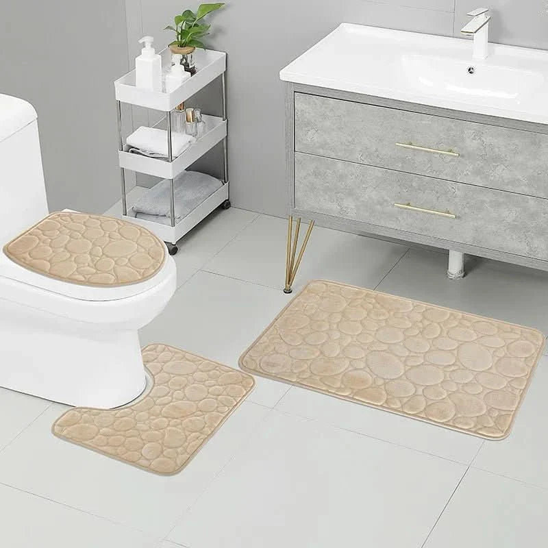 BowLift | 3-piece bathroom mat set made of microfiber, non-slip & absorbent