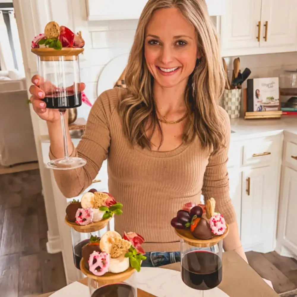 BowLift | Bamboo Wine Glass Snack Holder — Elegant Snack Holder for Wine Evenings