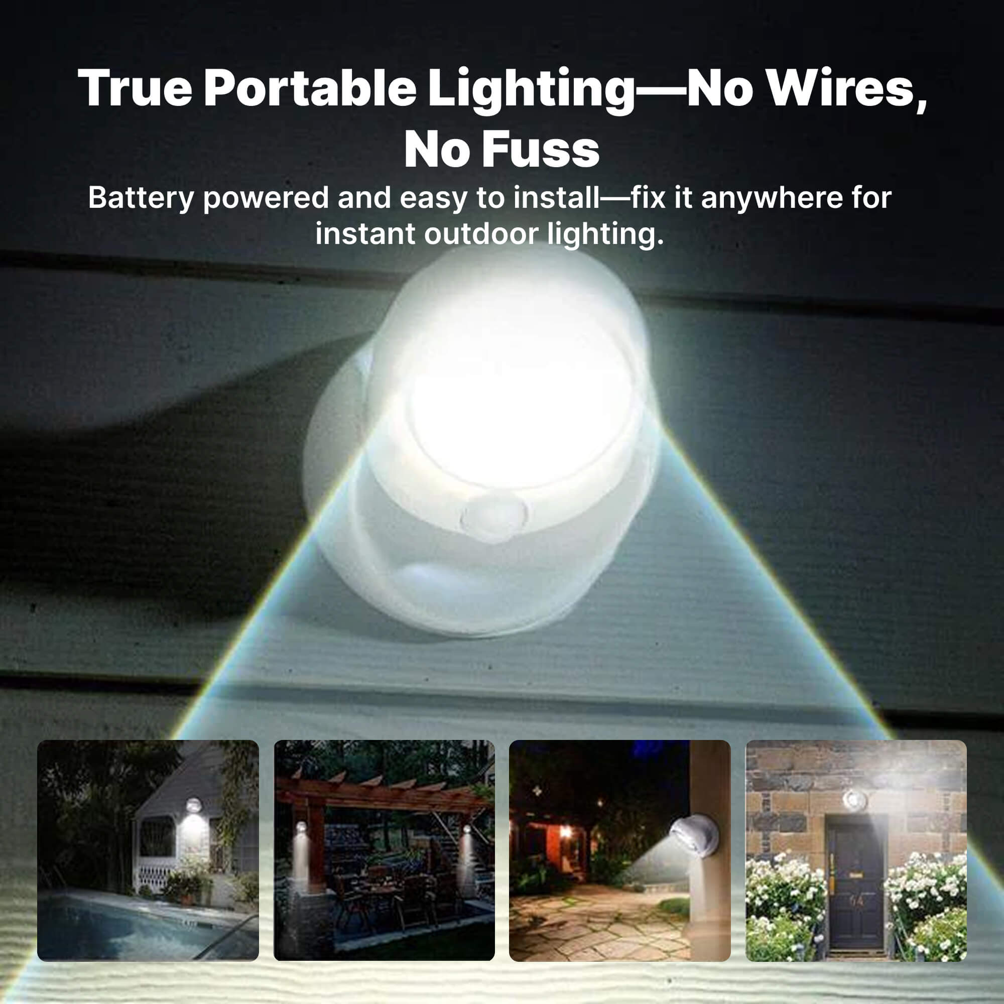 BowLift | Battery Operated Outdoor Security Light with Motion Sensor – Waterproof LED Light for Garden & Driveway | 450 Lumens