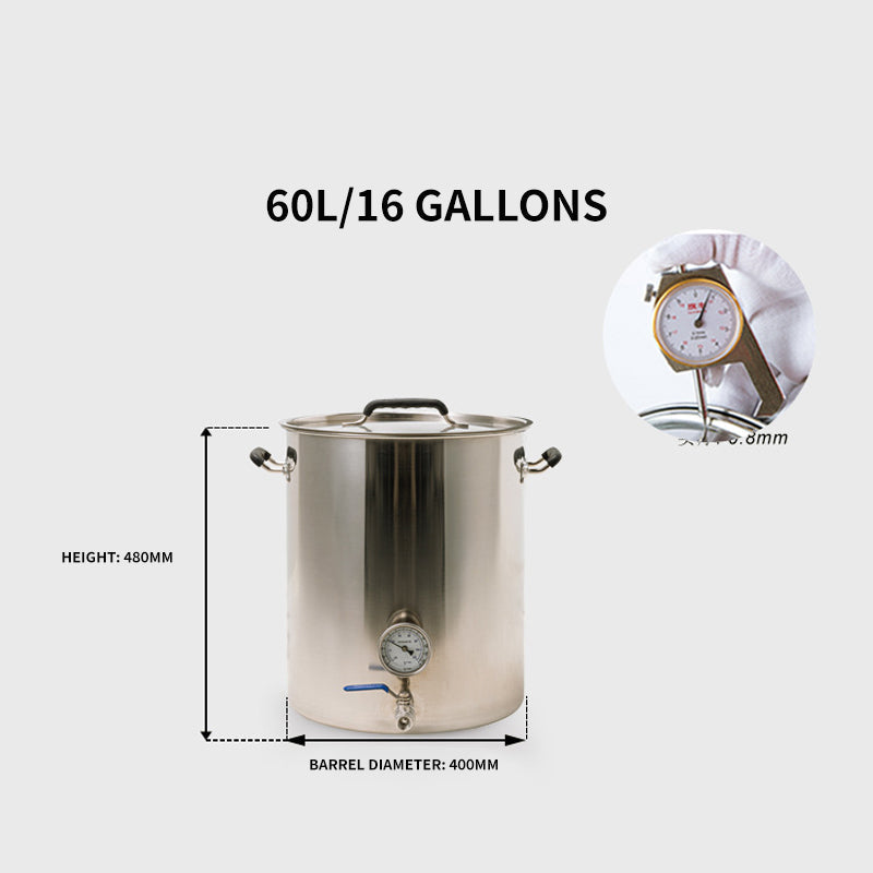 BowLift | 16 Gallon Brewing Tank Home Beer Brewing Tank Portable Outdoor Wine Storage Tank Small Fermentation Equipment Beer Brewing Keg
