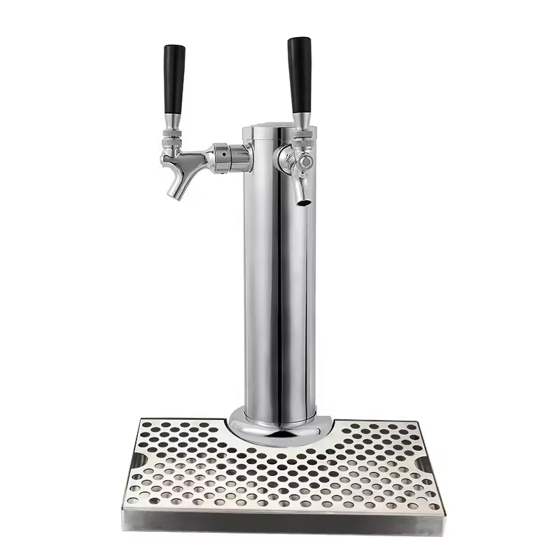 BowLift | Stainless Steel Beer Drip Tray & Double Tap Beer Tower Beer /Wine/Soda Water Dispenser Set 3'' Beer Tower For Beer Home Brewing