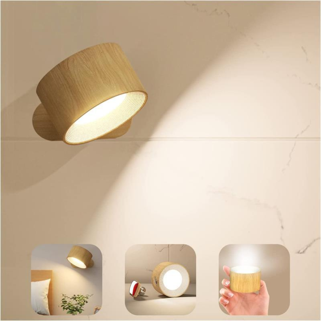 BowLift | FlexiLamp – Wireless, Rechargeable Wall Light with 360° Rotation