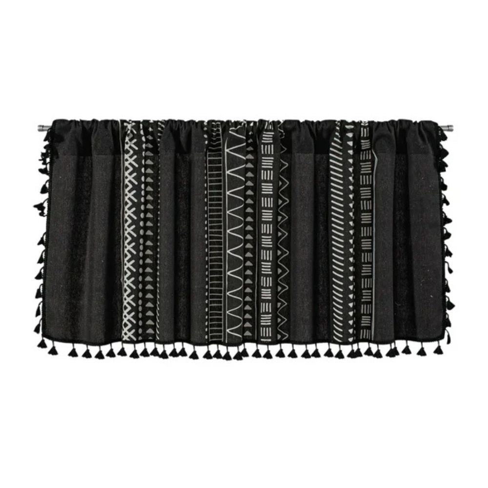 BowLift | Black Geometric Tribal Tassel Cabinet Curtain