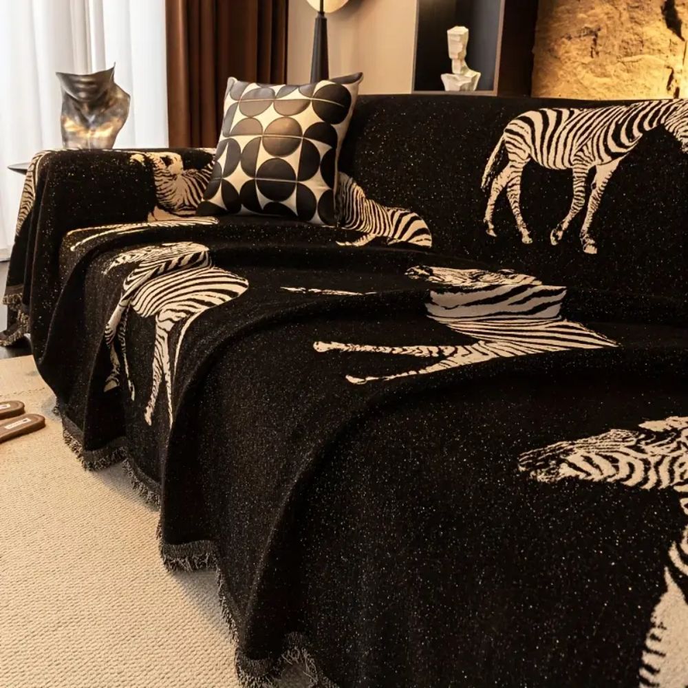 BowLift | Black Stride Zebra Sofa Cover