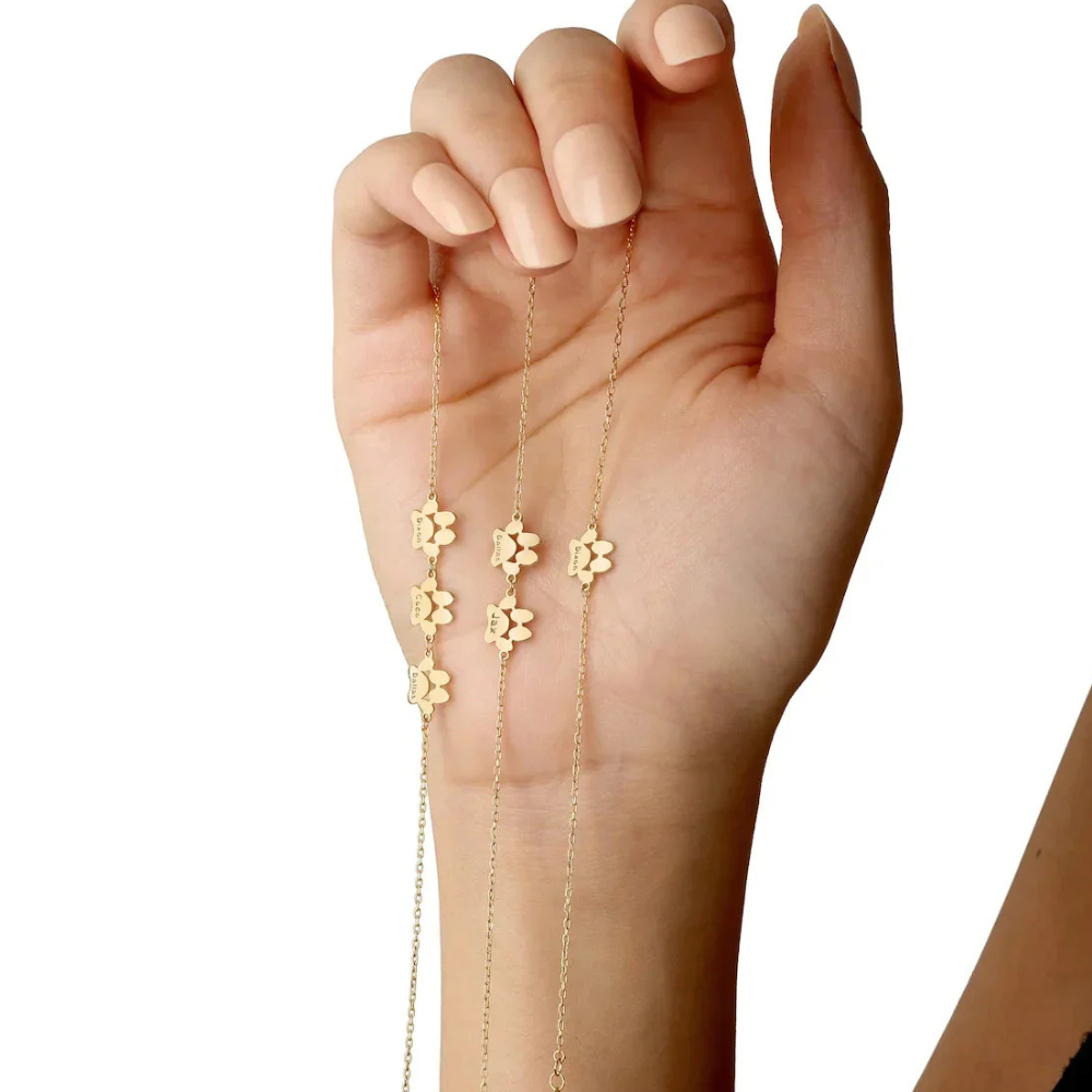 BowLift | Bracelet Personalized Paw Print Engraved Stainless Steel Adjustable