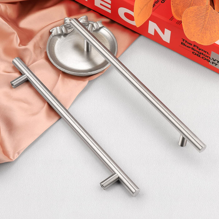 BowLift | Brushed Nickel Modern Stainless Steel Drawer Hardware T-Bar Handles