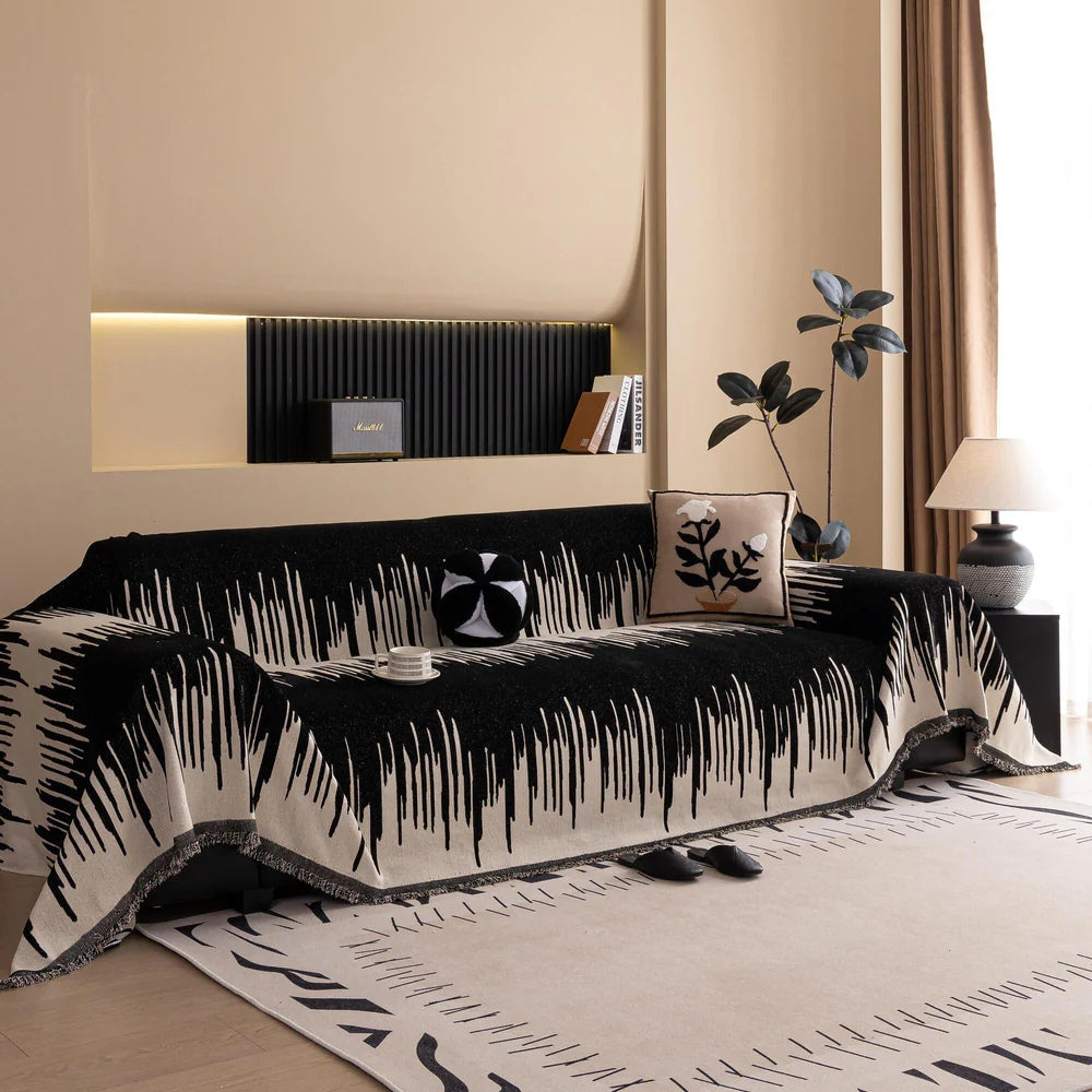 BowLift | Brushstroke Vertical Pattern Chenille Sofa Cover