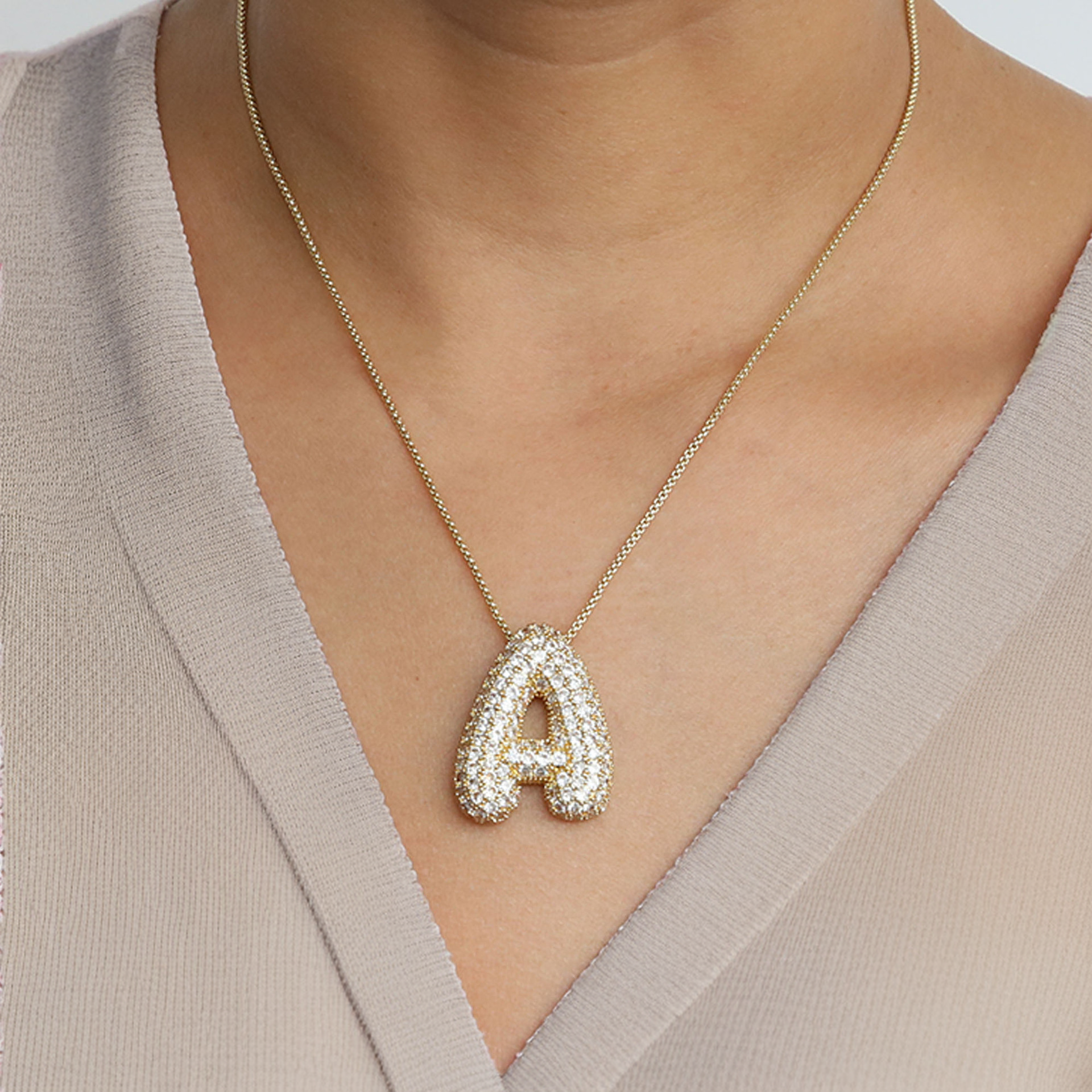 BowLift | Bubble Initial-Diamond-Necklace