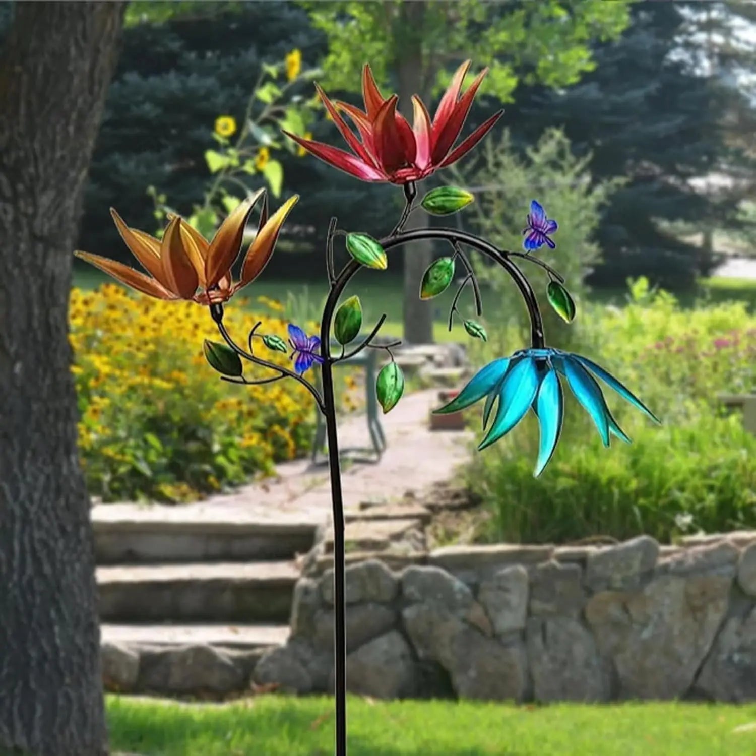 BowLift | Colorful Garden Windspinner – Fascinating Flower Decoration