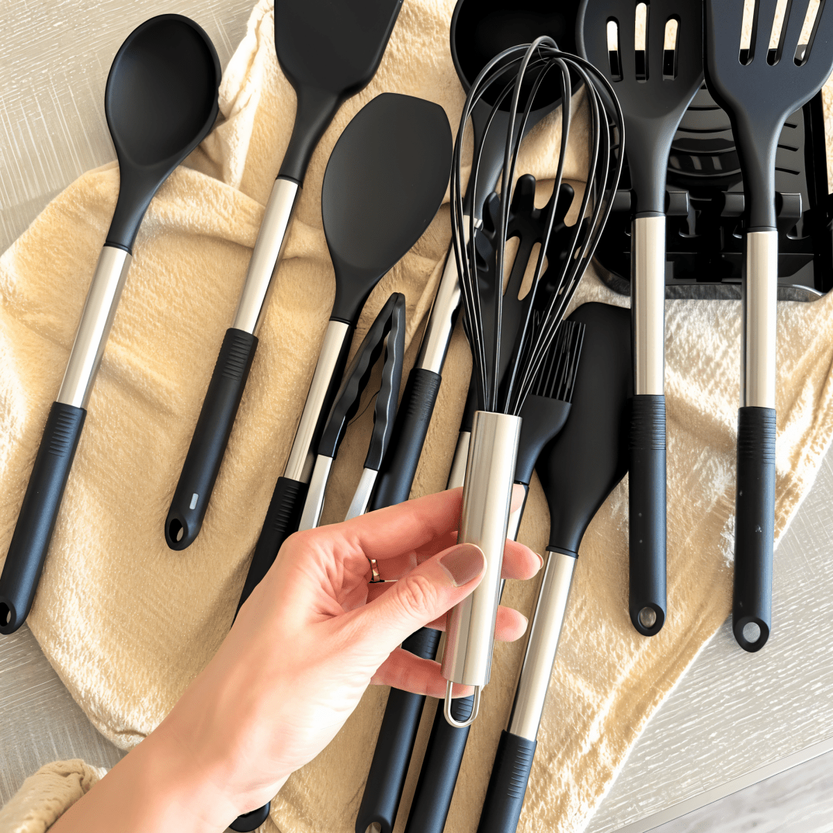 BowLift | 12-piece silicone kitchen utensils set with stainless steel handles