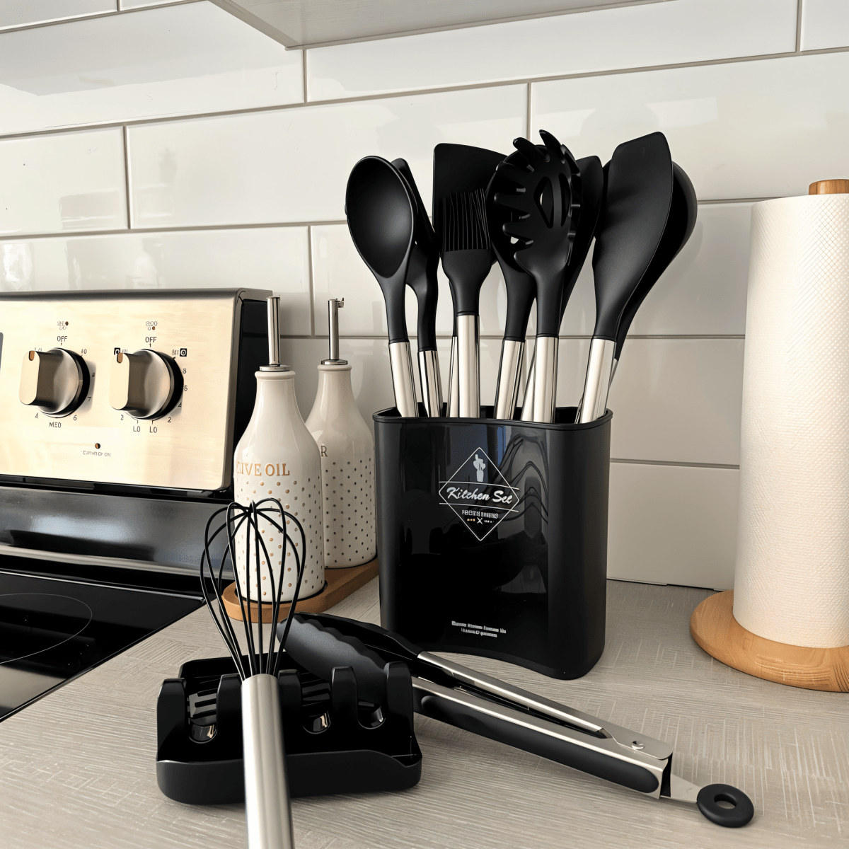 BowLift | 12-piece silicone kitchen utensils set with stainless steel handles
