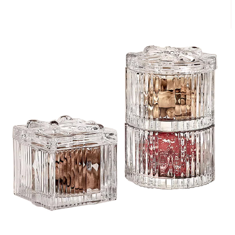 BowLift | European Ins Aesthetic Crystal Glass Embossed Storage Cotton Swab Box Storage Decorative Jar Posing Coffee Sugar Bowl
